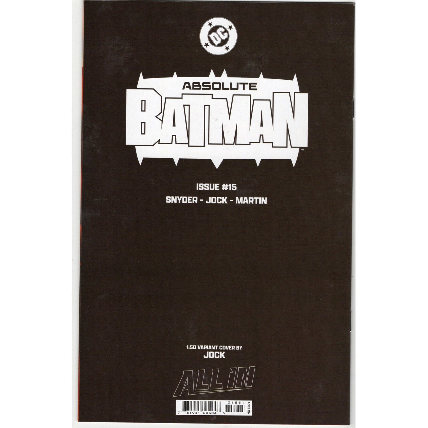 Absolute Batman 15 Jock 1:50 Variant DC All In Snyder NM