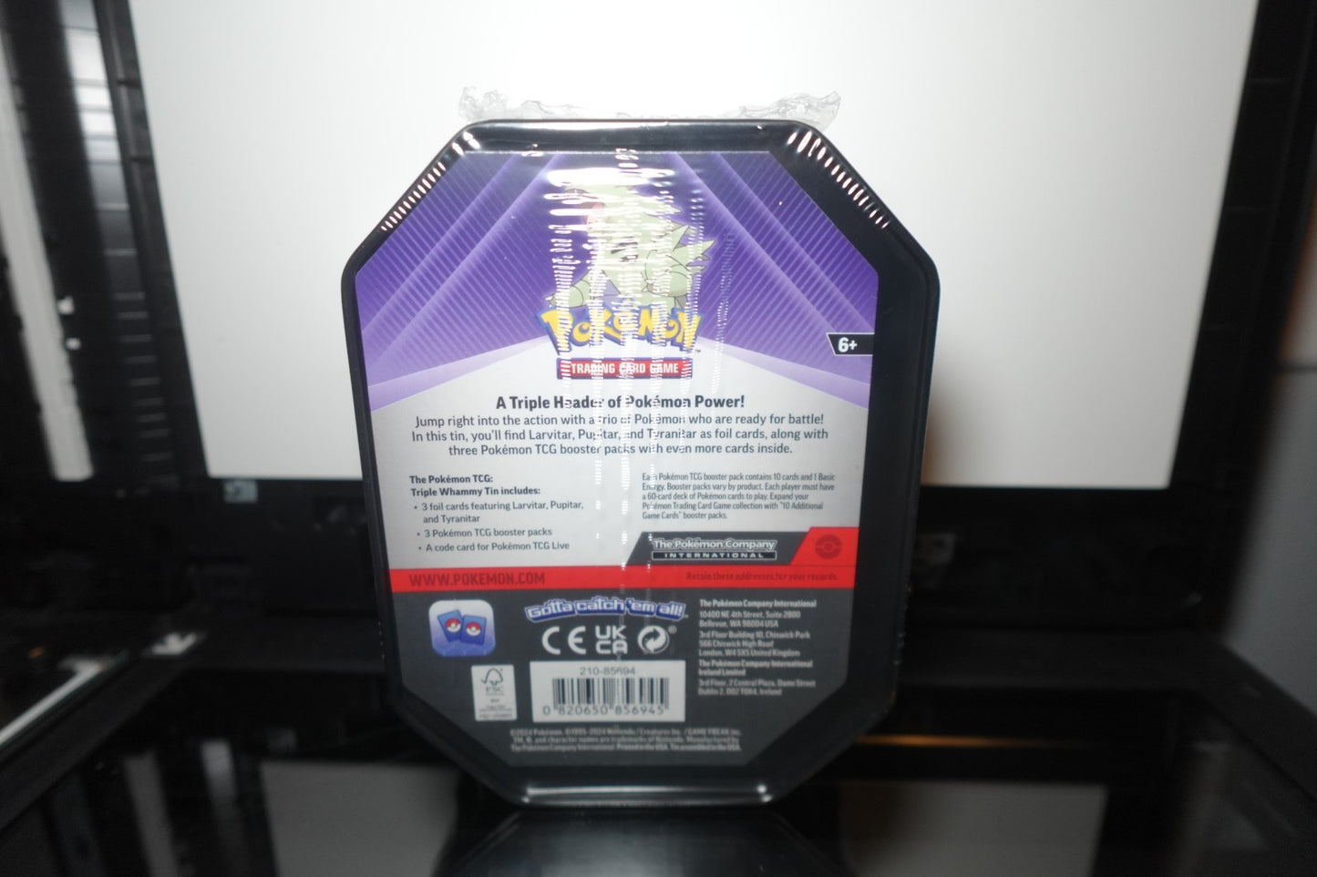 Pokemon TCG 2024 Tyranitar Metal Tin with 3 Foil Cards 3 Boosters & Online Code