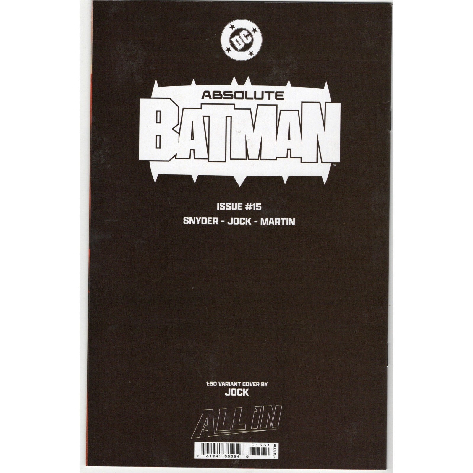 Absolute Batman 15 Jock 1:50 Variant DC All In Snyder NM