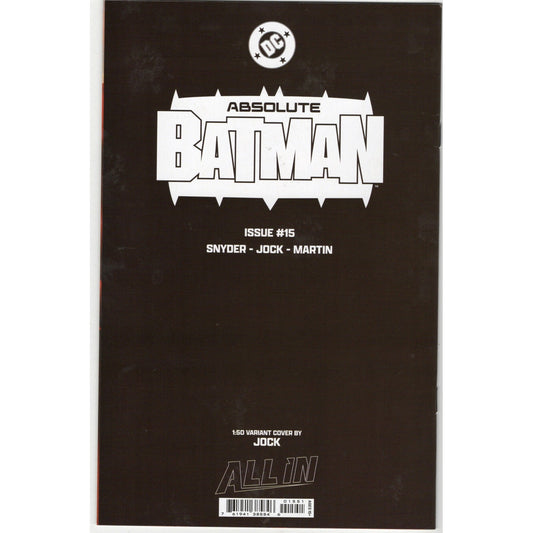 Absolute Batman 15 Jock 1:50 Variant DC All In Snyder NM