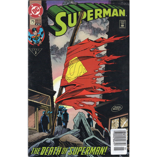 Superman 75 Death of Superman DC Comics 1993 4th Print Green Logo VF Dan Jurgens