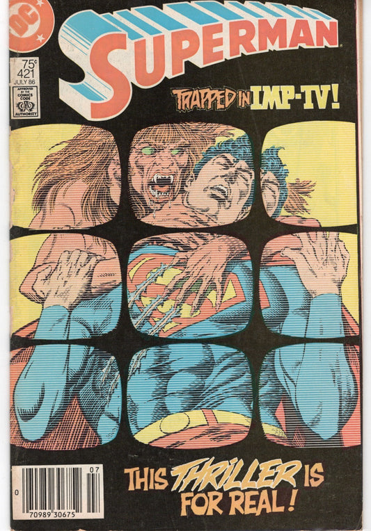 SUPERMAN #421 VF DC Comics 1986 - Denys Cowan cover - Newsstand