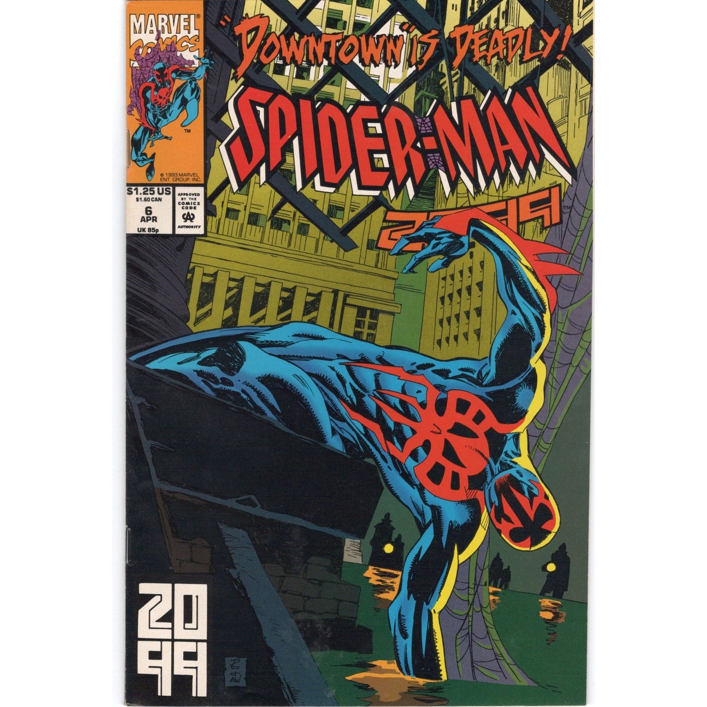 Spider-Man 2099 #6 April 1993 Marvel Comics VF Direct Edition Downtown is Deadly