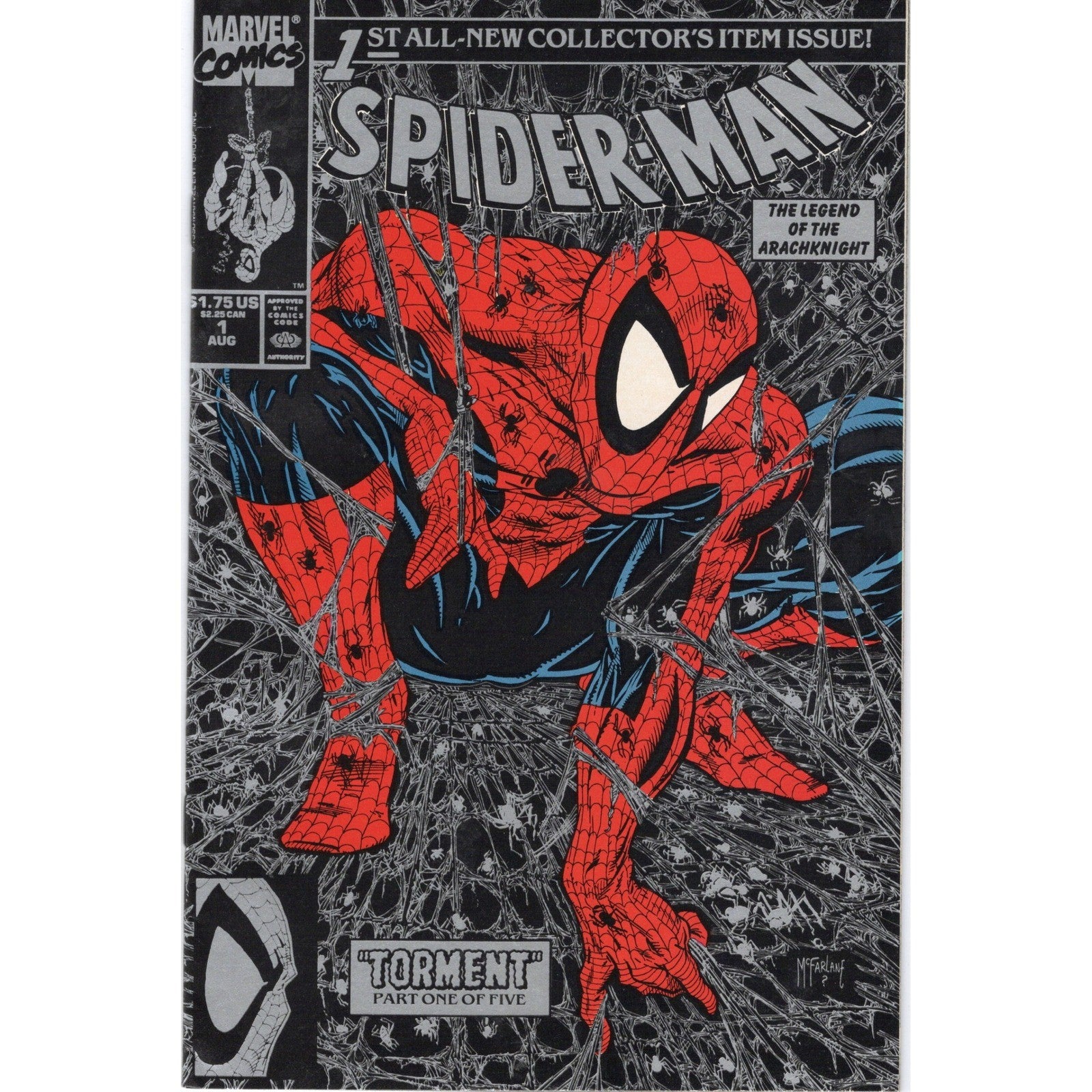 Spider-Man #1 Silver Edition Todd McFarlane Torment Marvel Comics 1990 VF/NM