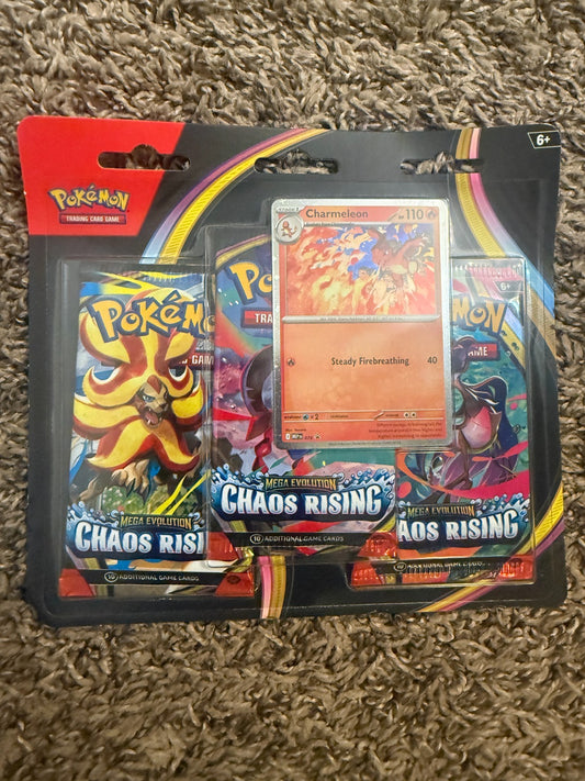 [Charmeleon] 3-Pack Blister Chaos Rising ME04 Pokemon TCG Ready To Ship