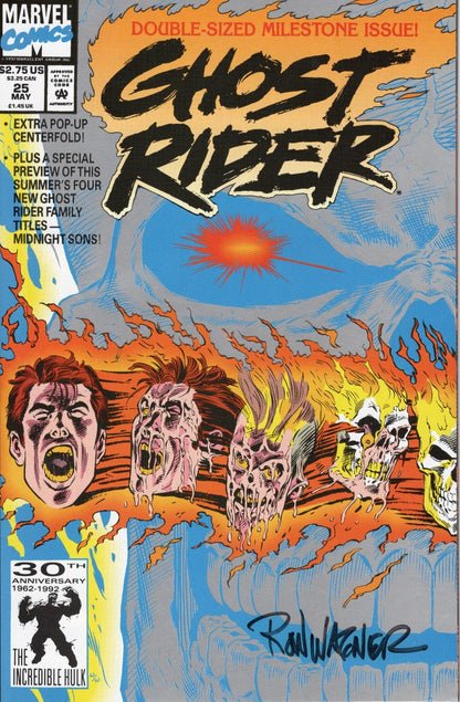 GHOST RIDER 25 SIGNED BY RON WAGNER MARVEL COMICS 1992