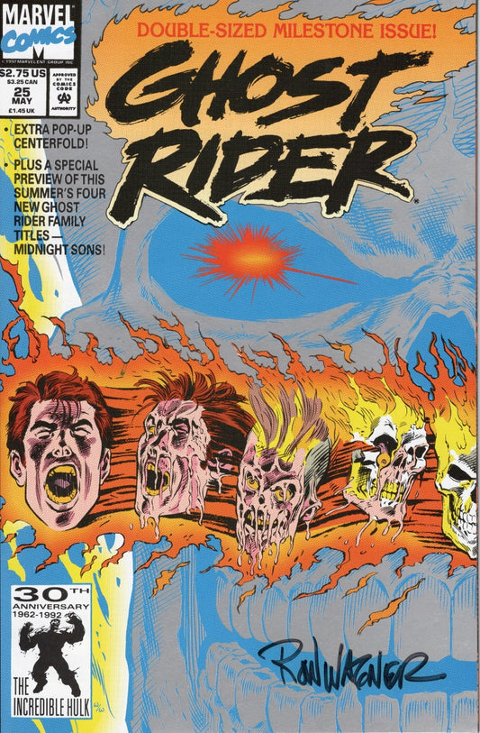GHOST RIDER 25 SIGNED BY RON WAGNER MARVEL COMICS 1992