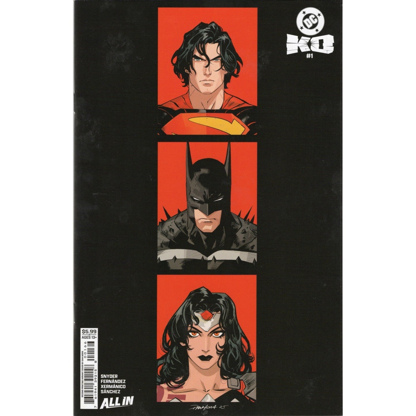 DC KO #1 2nd Print Dan Mora Variant Superman Batman Wonder Woman NM DC All In