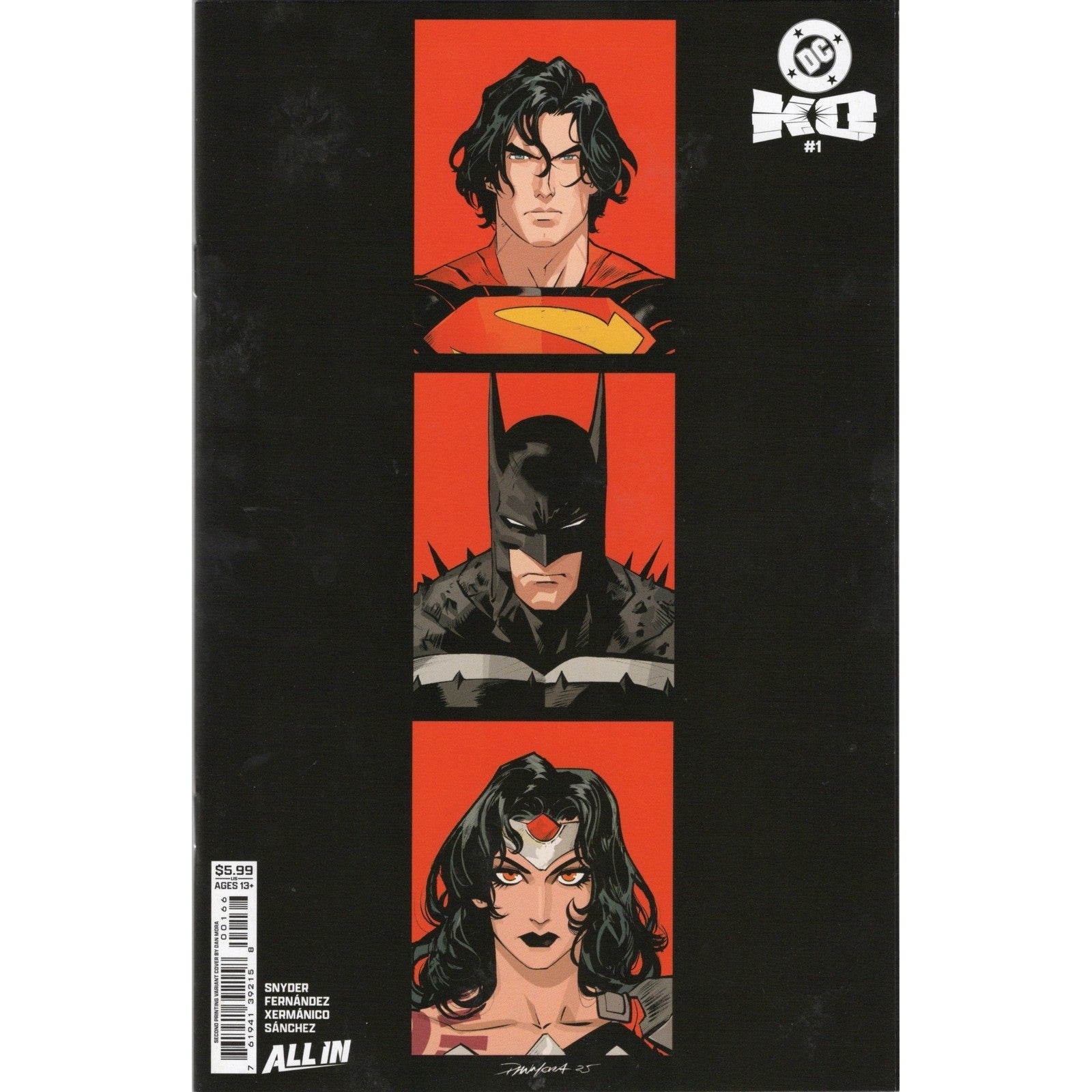 DC KO #1 2nd Print Dan Mora Variant Superman Batman Wonder Woman NM DC All In